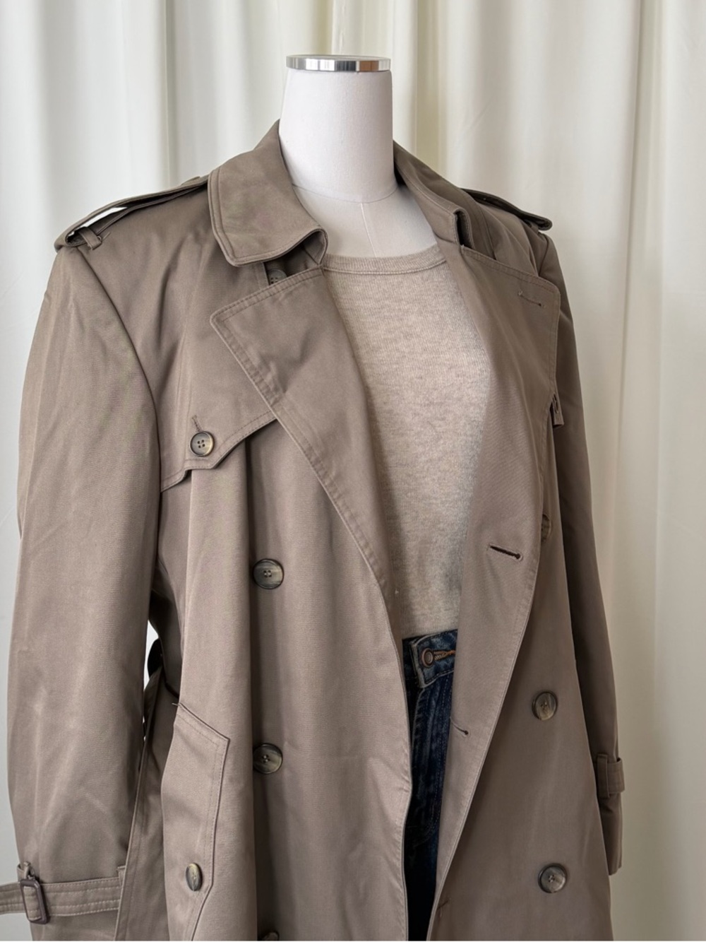 Vintage 80s Arnie II Trench Coat Men’s 40 Reg Taupe. - Picture 5 of 15